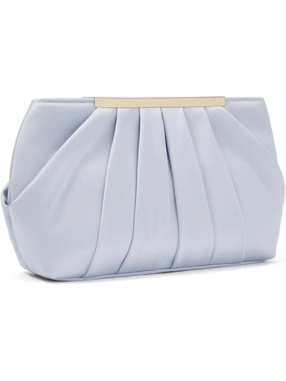 👜 Women's Silver Satin Evening Bag Elegant Pleated Formal Clutch With Chain